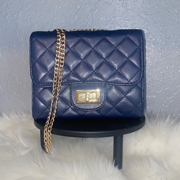 CHRISTIAN LACROIX BLUE QUILTED CHAIN PURSE - Picture 1 of 9